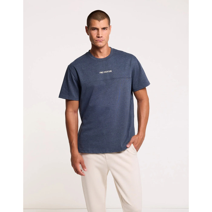 Camiseta Manga Corta Jaspeada Azul Marino - Bondi