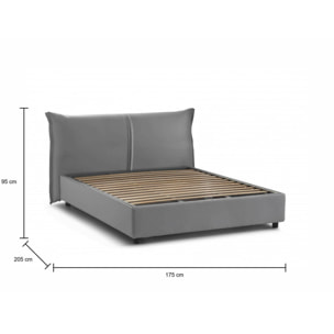 Letto matrimoniale Brunetta, Letto contenitore con rivestimento in tessuto, 100% Made in Italy, Apertura frontale, adatto per materasso Cm 160x190, Grigio