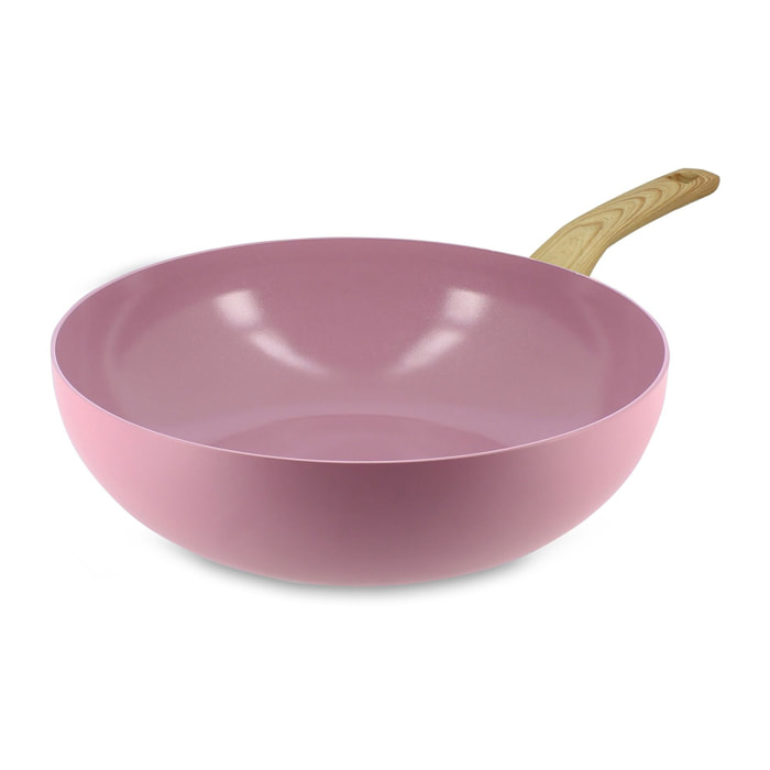 Wok 28cm en aluminium recyclé lilas - tous feux COLORAMA