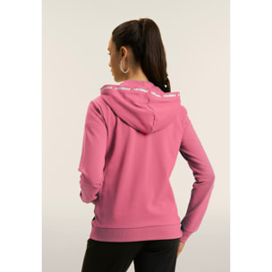 Tuta con zip e cappuccio, inserti a contrasto e dettagli logo