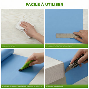 Rouleau adhésif décoratif Vinyle au Mètre - Bleu glace - Sticker Lavable Imperméable Mur Cuisine Meubles