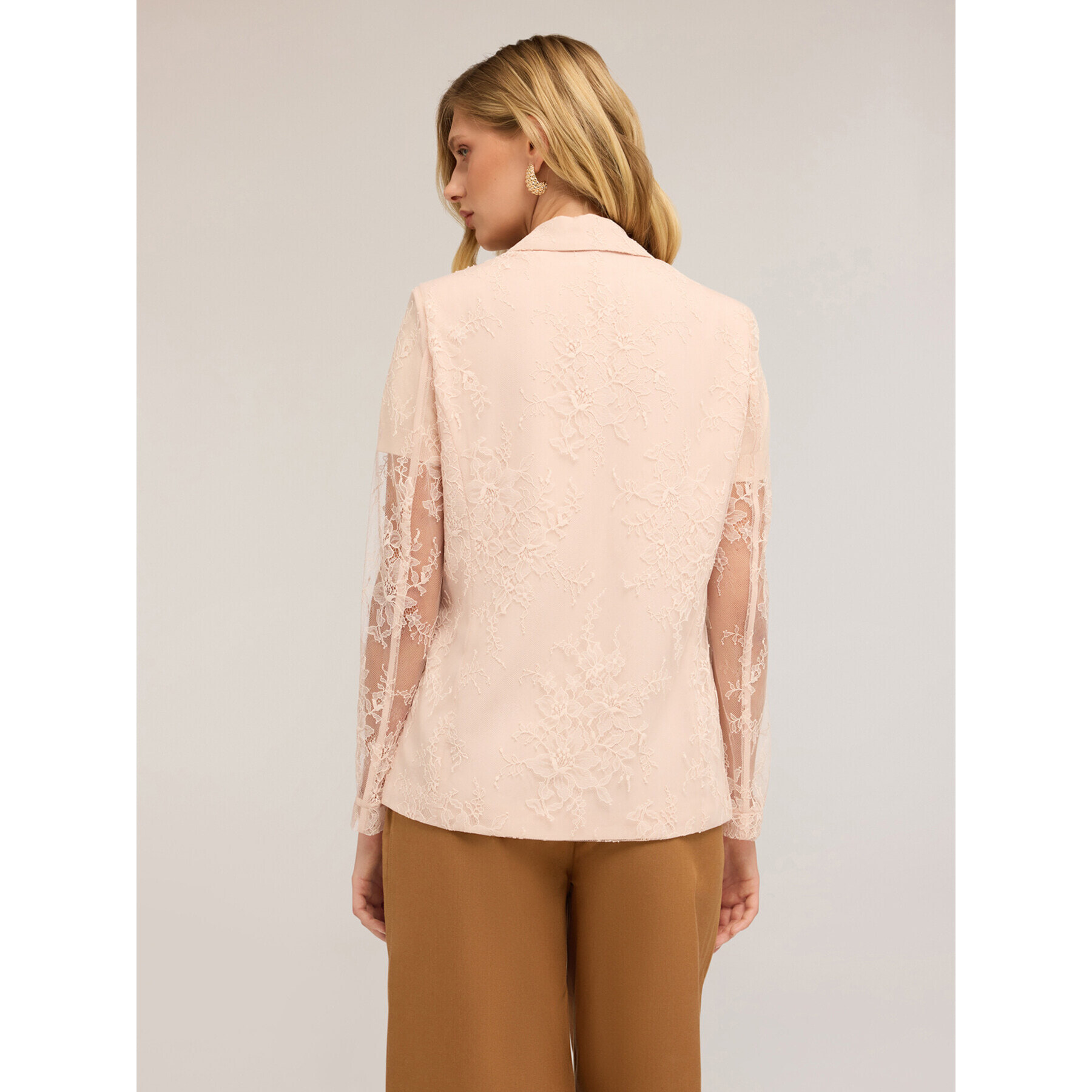 Motivi - Blazer de un solo pecho de encaje - Rosa cipria