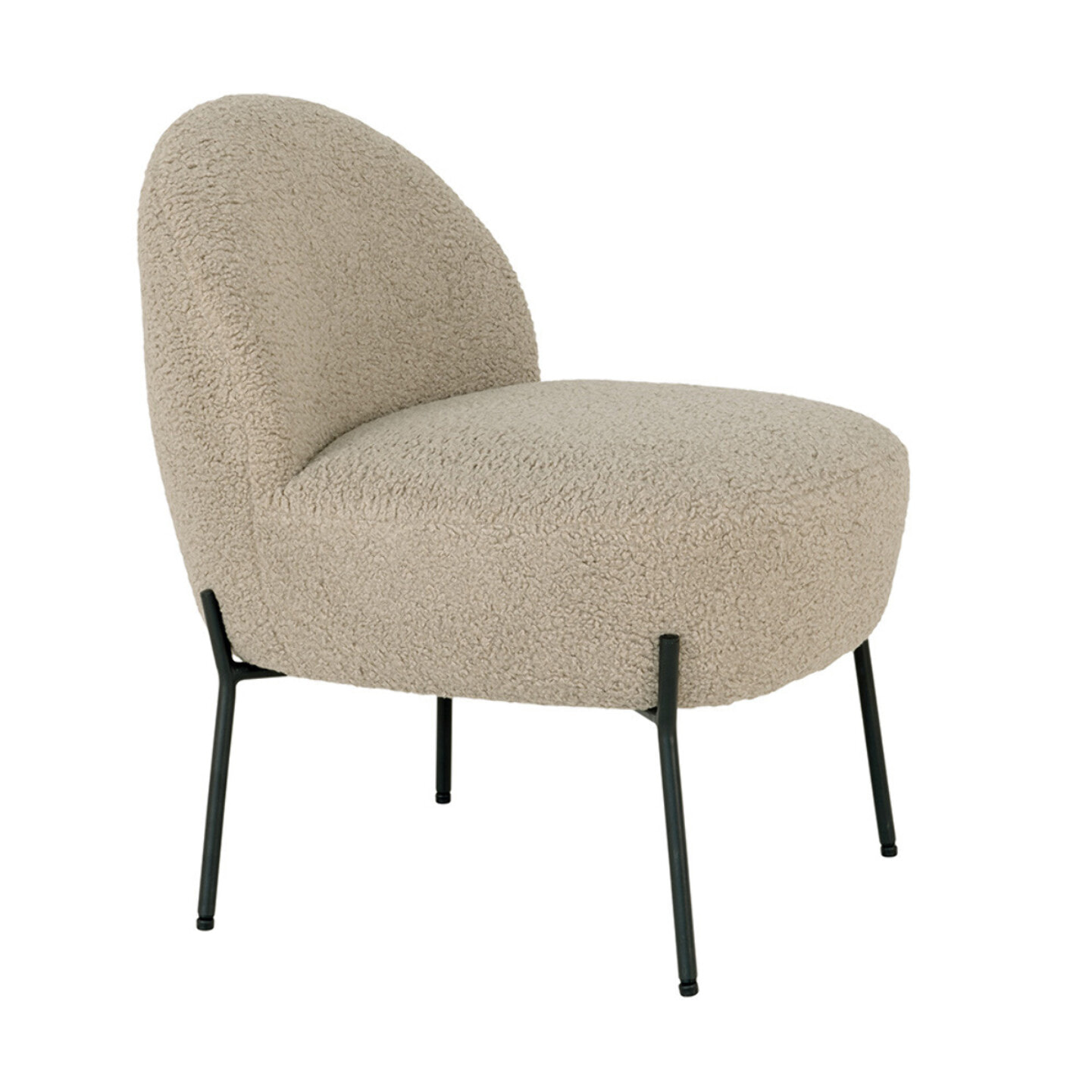 Renato - fauteuil avec pieds en acier - en tissu bouclette - Beige