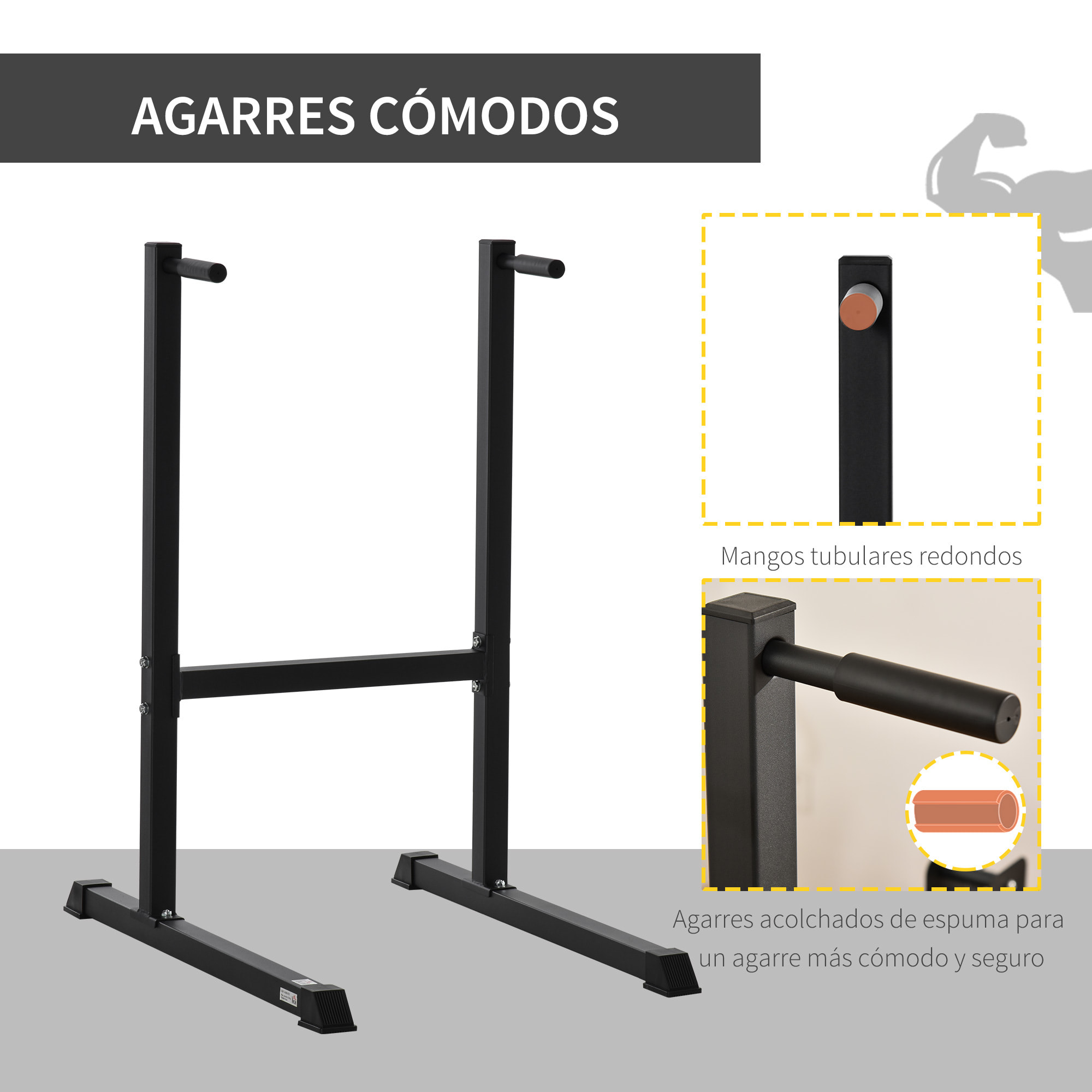 Barras Paralelas de Dominadas Estación Dip Entrenador de Abdomen 104x70,5x122 cm