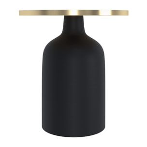 Table d'appoint ronde en métal noir et laiton D45 cm - Lyne