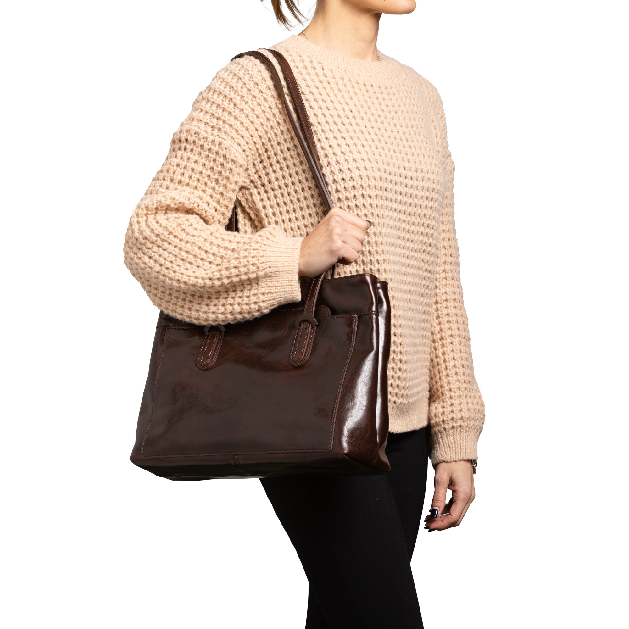 Borsa a spalla  da donna In Vera pelle Made in Italy 35x26x12 cm