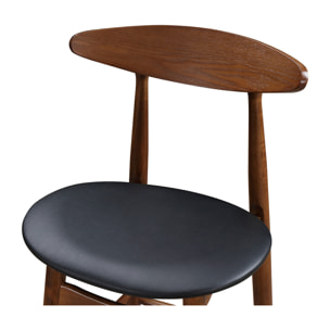 Tabouret de bar vintage noyer et PU noir 65 cm (lot de 2) WALFORD