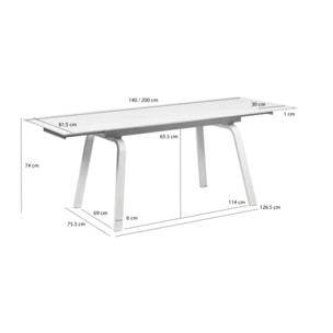Table de repas en céramique extensible 140cm décor marbre blanc - FREE