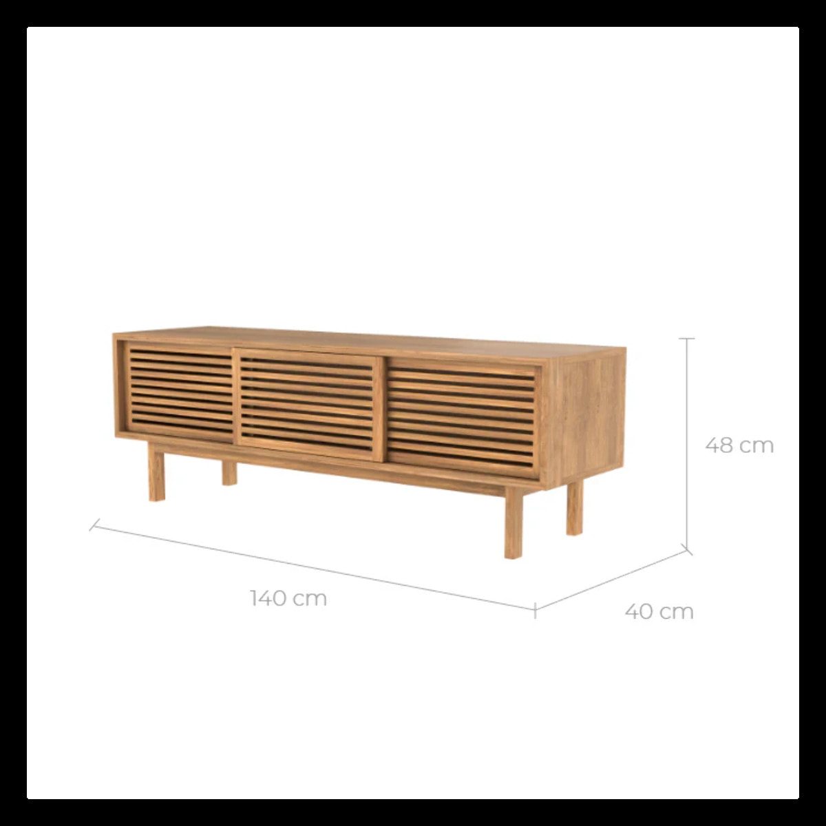 Meuble TV en bois de teck 140 cm - Bormes