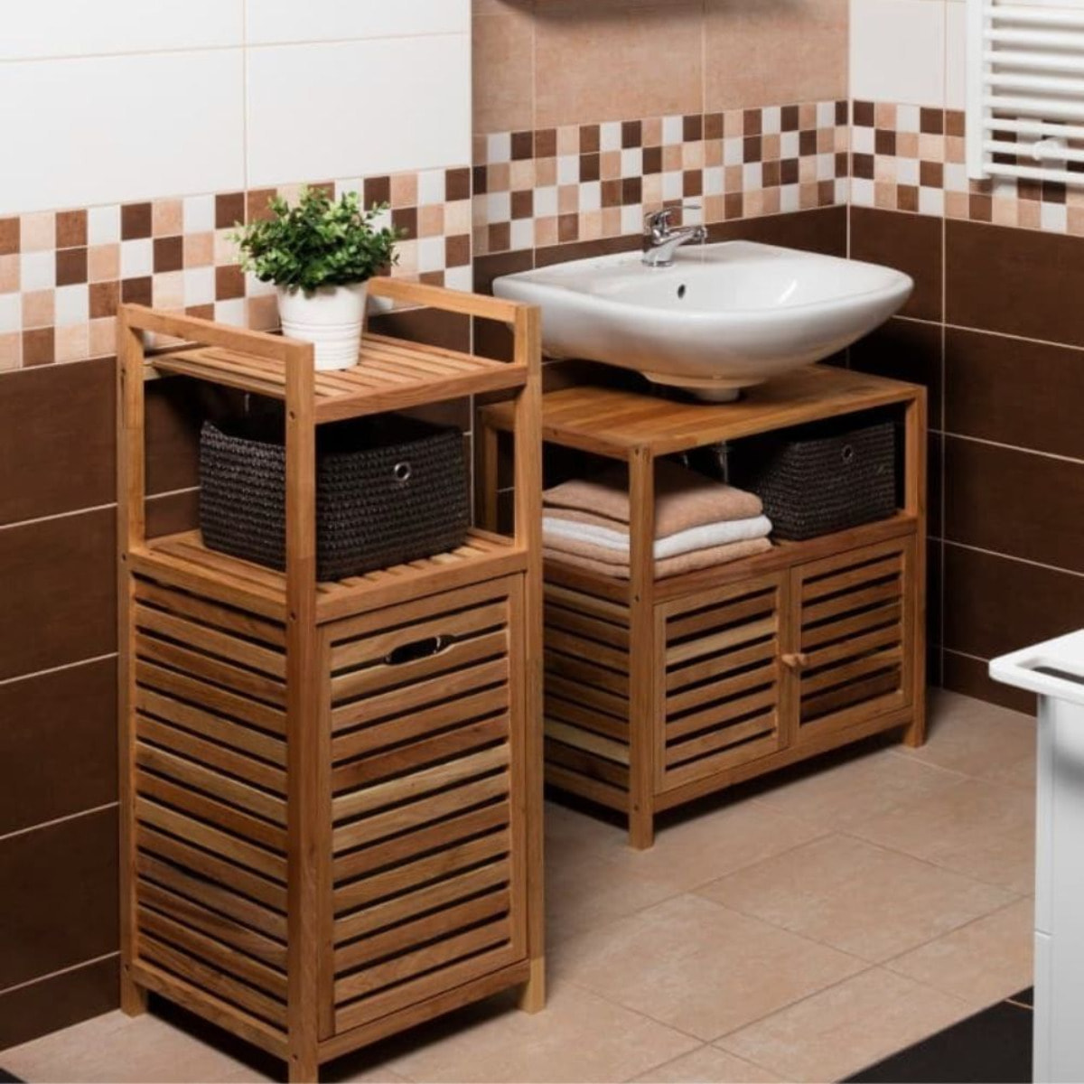 Panier à linge Naturel Home 35,5x95x39,5 cm, bois  (HOMEKOS2)