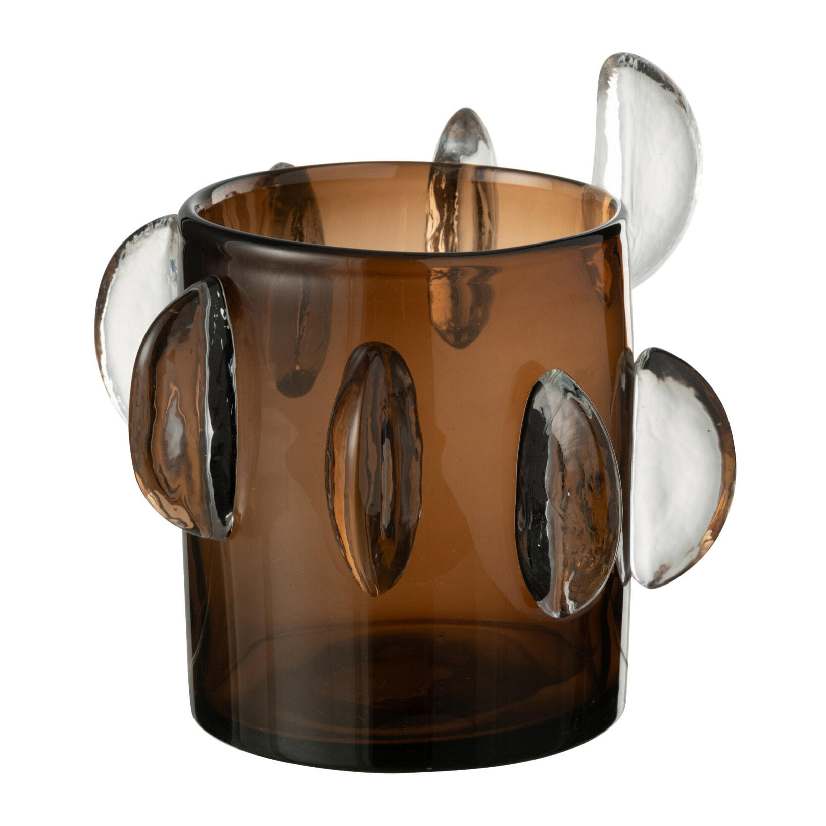 J-Line Vase Steggy Bas Verre Marron