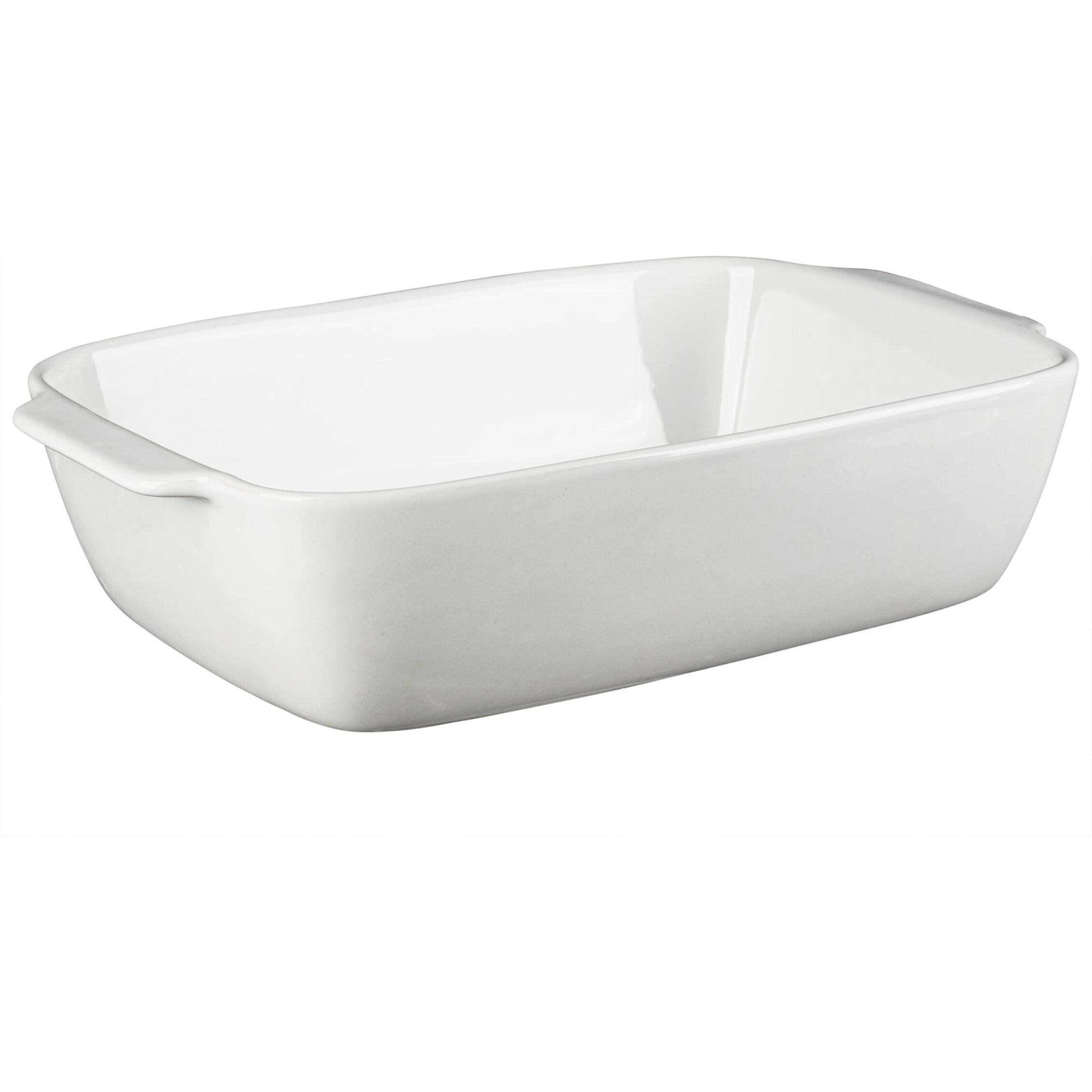 Fuente de horno rectangular 25x8x40cm en gres blanco masterpro