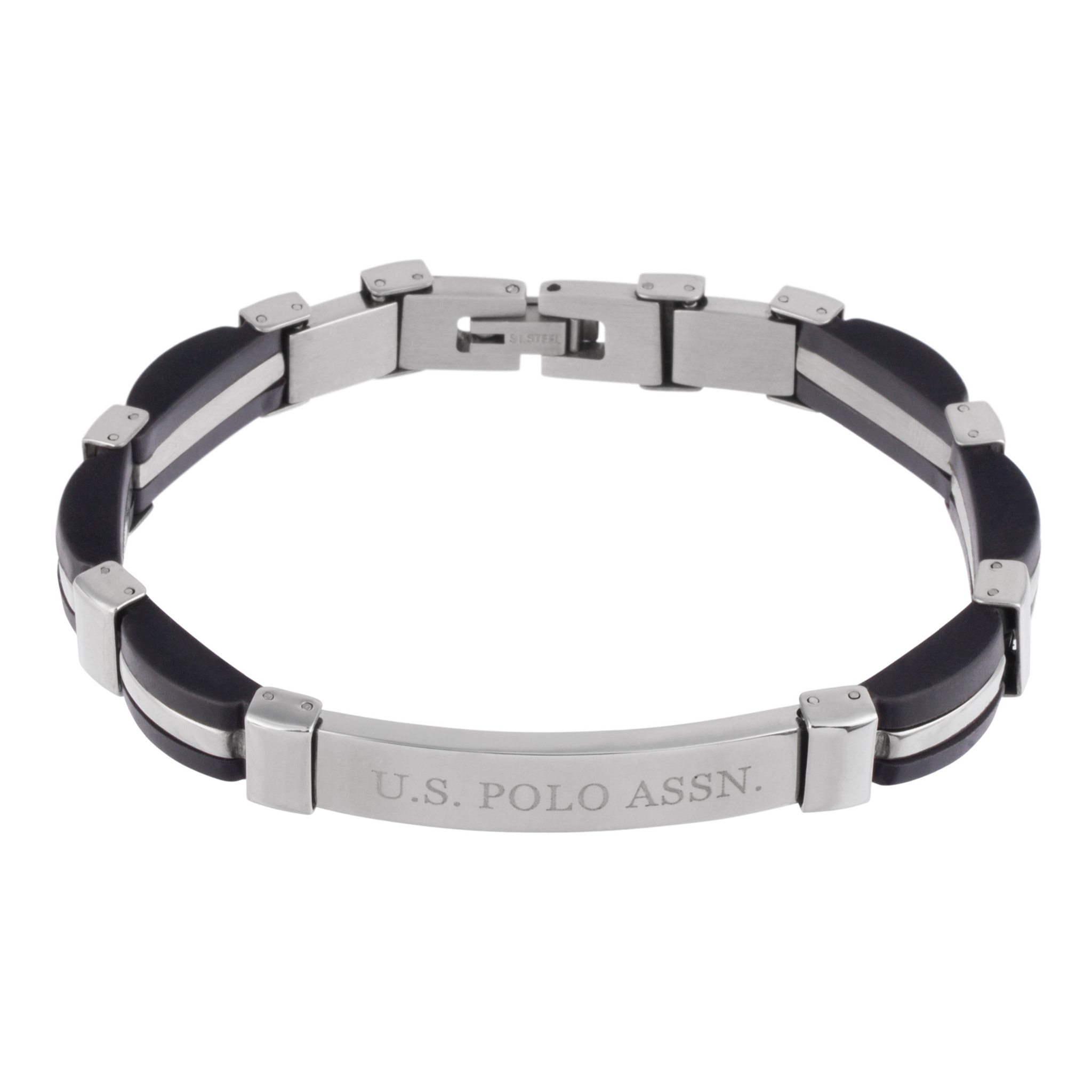 Bracciale U.S. Polo Assn. In acciaio inossidabile con inserti neri