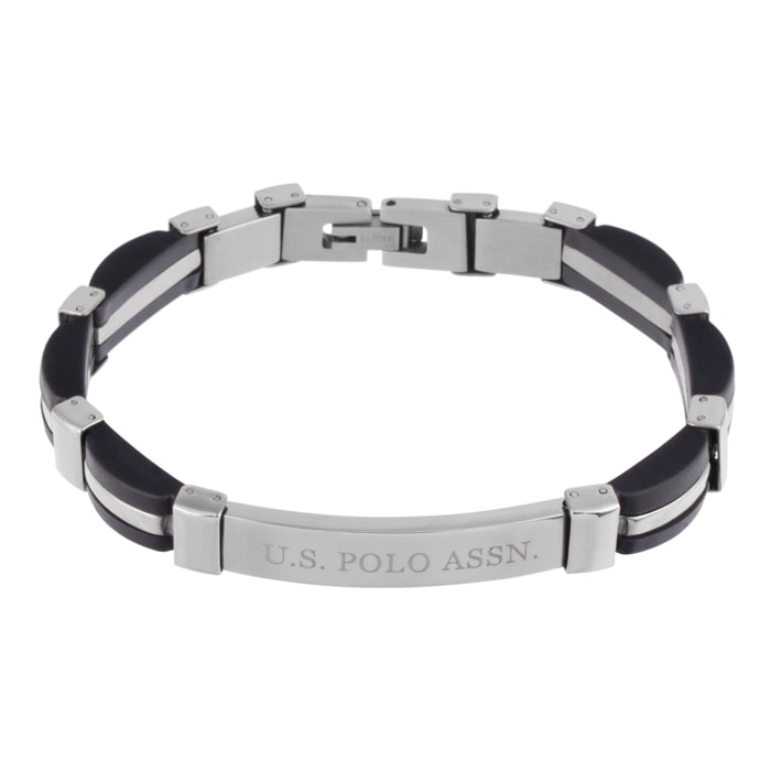 Bracciale U.S. Polo Assn. In acciaio inossidabile con inserti neri