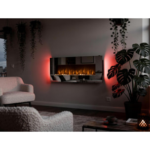 Chimenea eléctrica mural 2kW panorámica en cristal templado efecto espejo CHE-510 PURLINE