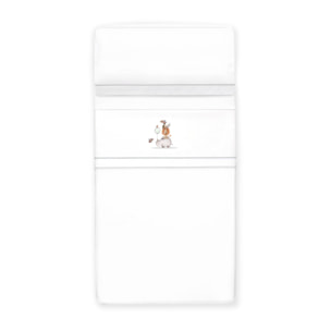 Juego de Sábanas para Cuna mod. Estampado  Rino-León con Broche Muselina