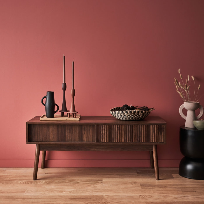 Meuble TV scandinave décor bois 2 portes 115 cm LINEAR