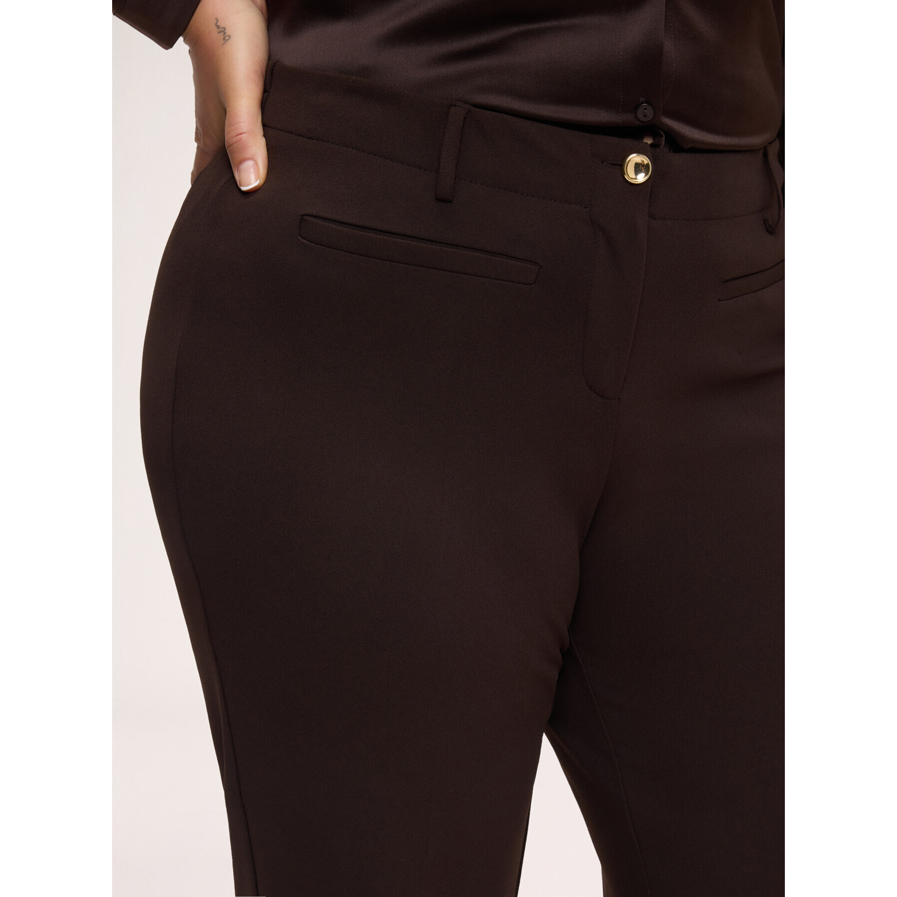Fiorella Rubino - Pantaloni Wide Leg in tessuto stretch - Marrone