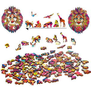 Puzzle in Legno con design di Leone. 100 pezzi.