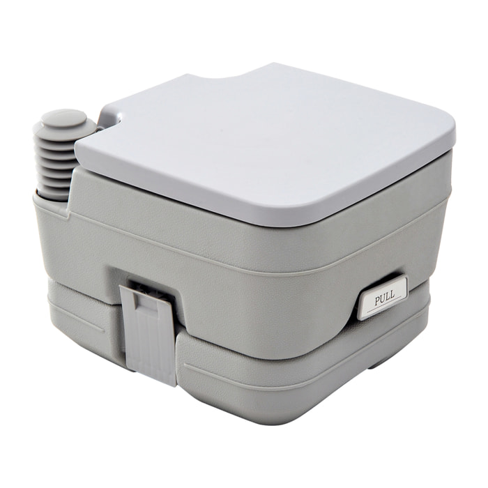 Inodoro Portátil WC Portátil con 2 Tanques de 10L Carga 200 kg Inodoro para Exterior Camping Acampar Senderismo 36x42x30 cm Gris