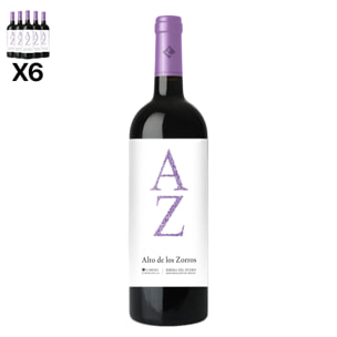 Caja de 6 botellas de vino Alto de los Zorros, Ribera del Duero, crianza de 4 meses en barrica de roble americano. Vendimia del 2023. 75cl con 14,5% vol.