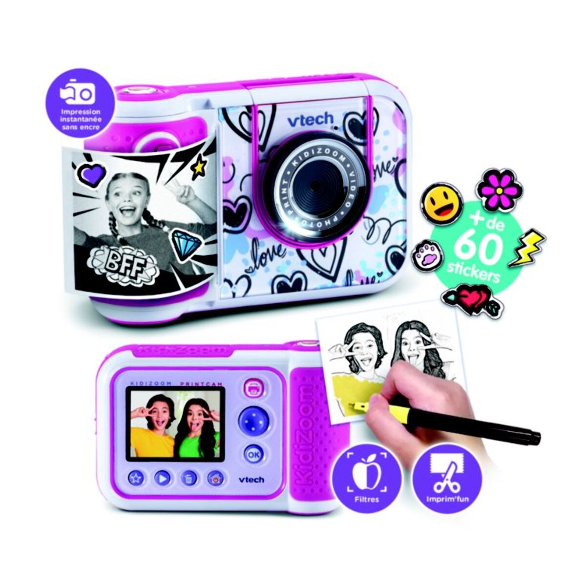 Appareil photo Instantané VTECH Kidizoom Print Cam rose
