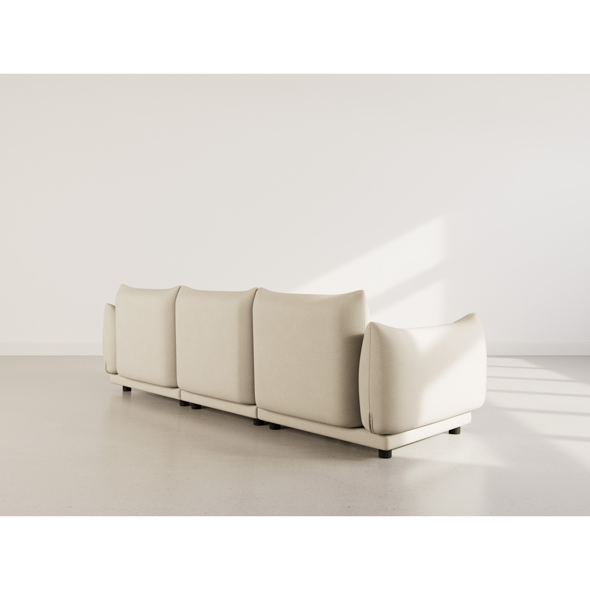 Jeanne - Canapé modulable 3 places en velours texturé - Beige