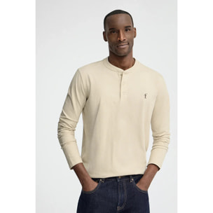 Camiseta beige de cuello panadero con bordado Rigby Go