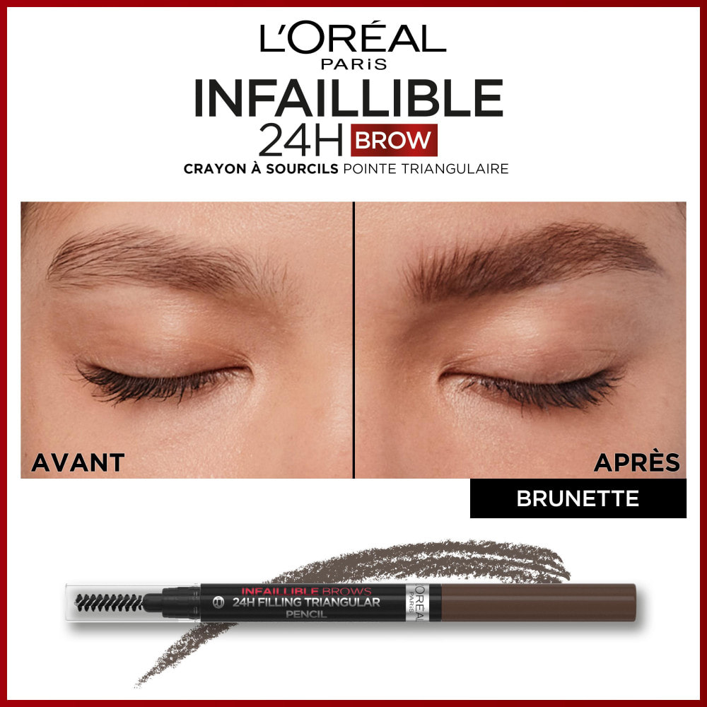 L'Oréal Paris Infaillible 24H Brow Crayon à Sourcils Pointe Triangulaire 3 Brunette