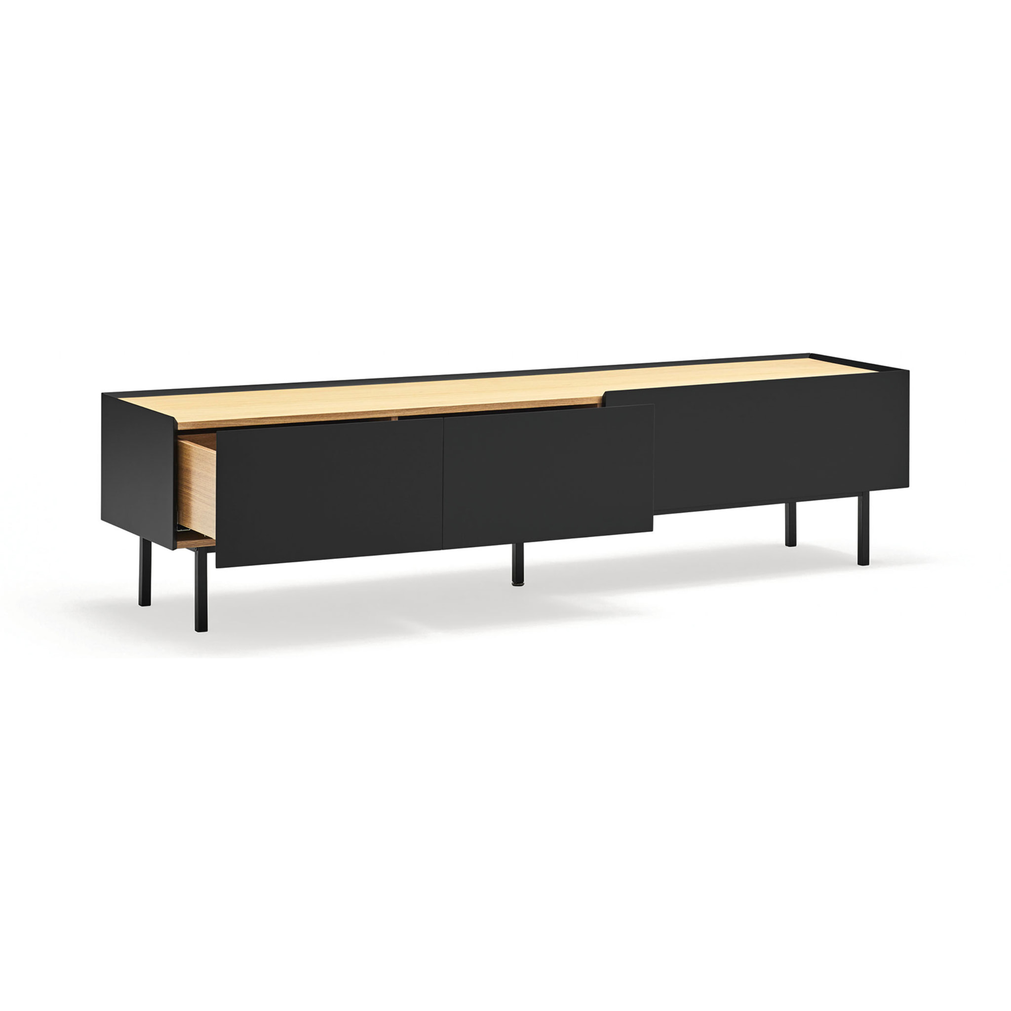 Mueble de televisión Arista con 2 cajones y 1 puerta abatible negro