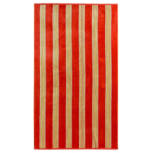 Serviette de plage éponge velours Jacquard - Milonga M Orange - 70x140cm - 400g/m²