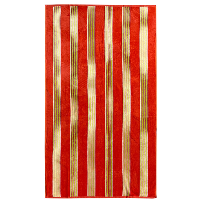 Serviette de plage éponge velours Jacquard - Milonga M Orange - 70x140cm - 400g/m²