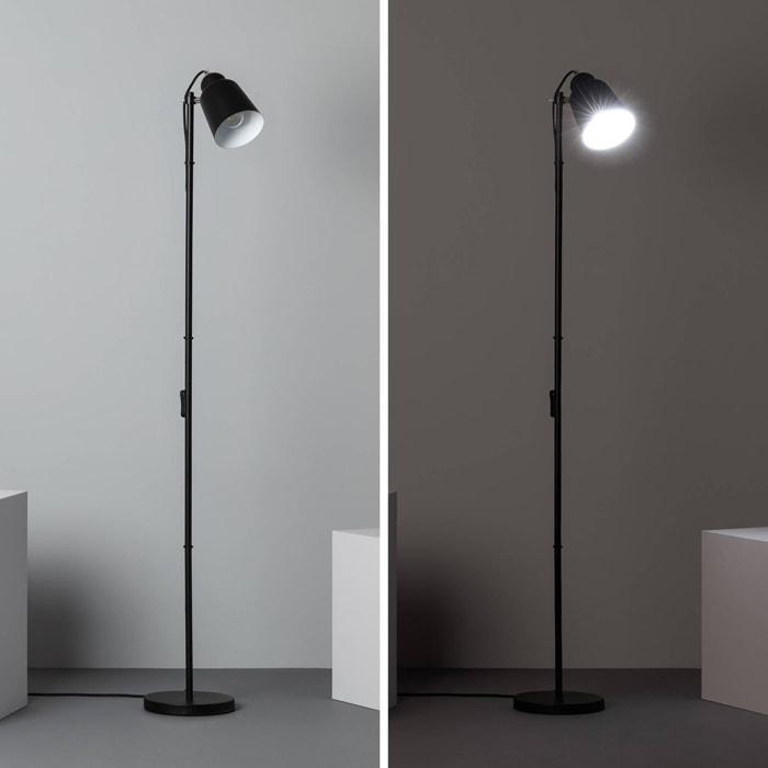 Lampadaire intérieur métal noir H 145cm Rémi