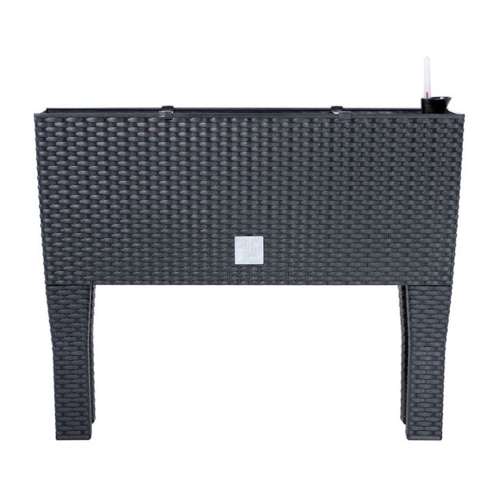 Jardinera alta rectangular 30 litros con autorriego color antracita 60 x 25 x 46 cm con patas