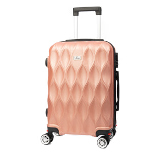 DAM Maleta de cabina Trolley en material ligero de ABS de alta resistencia. Cerradura numérica y 4 ruedas dobles extraíbles y giratorias 360°. 37x24x56 Cm. Color: Oro Rosa