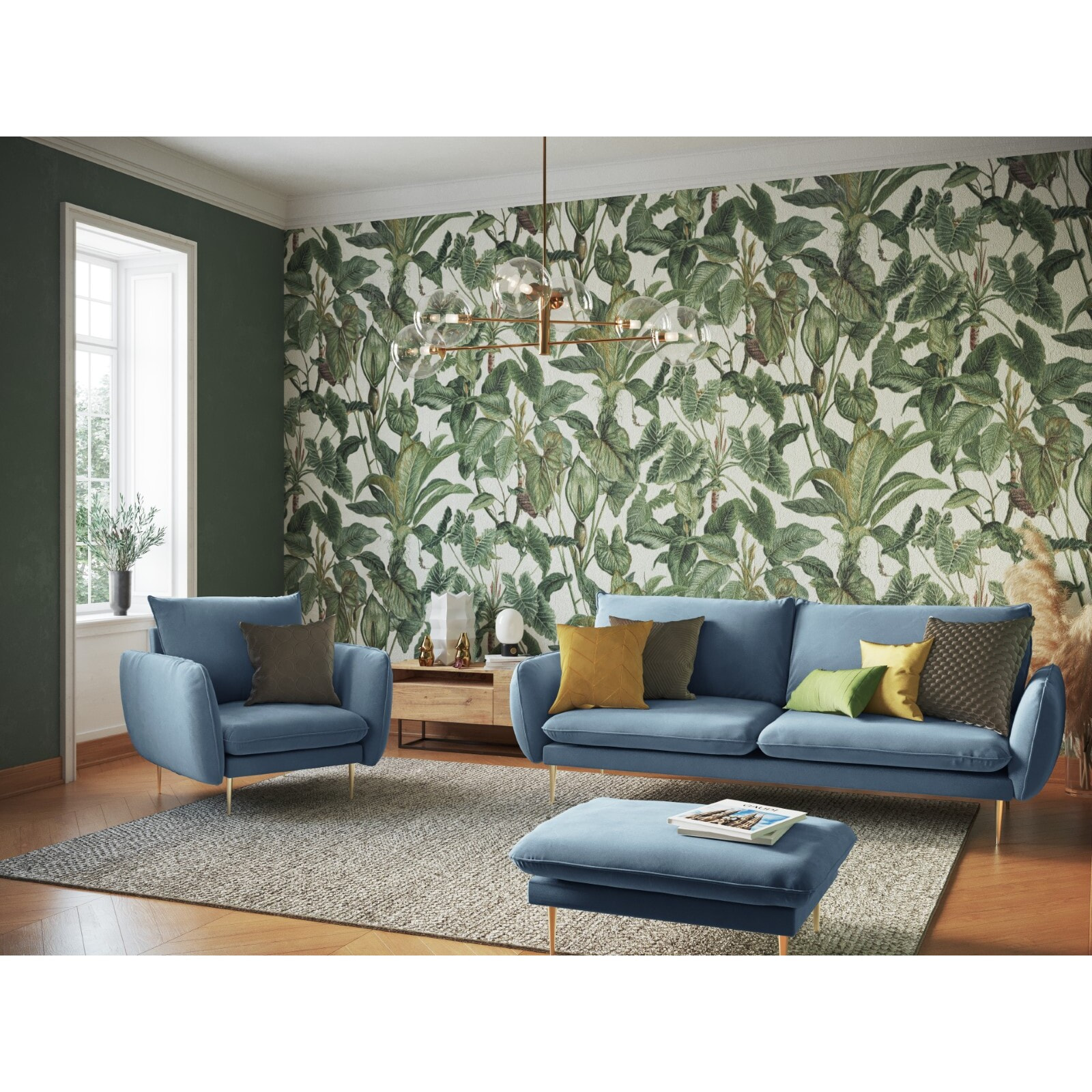 Fauteuil "Vienna" en velours bleu