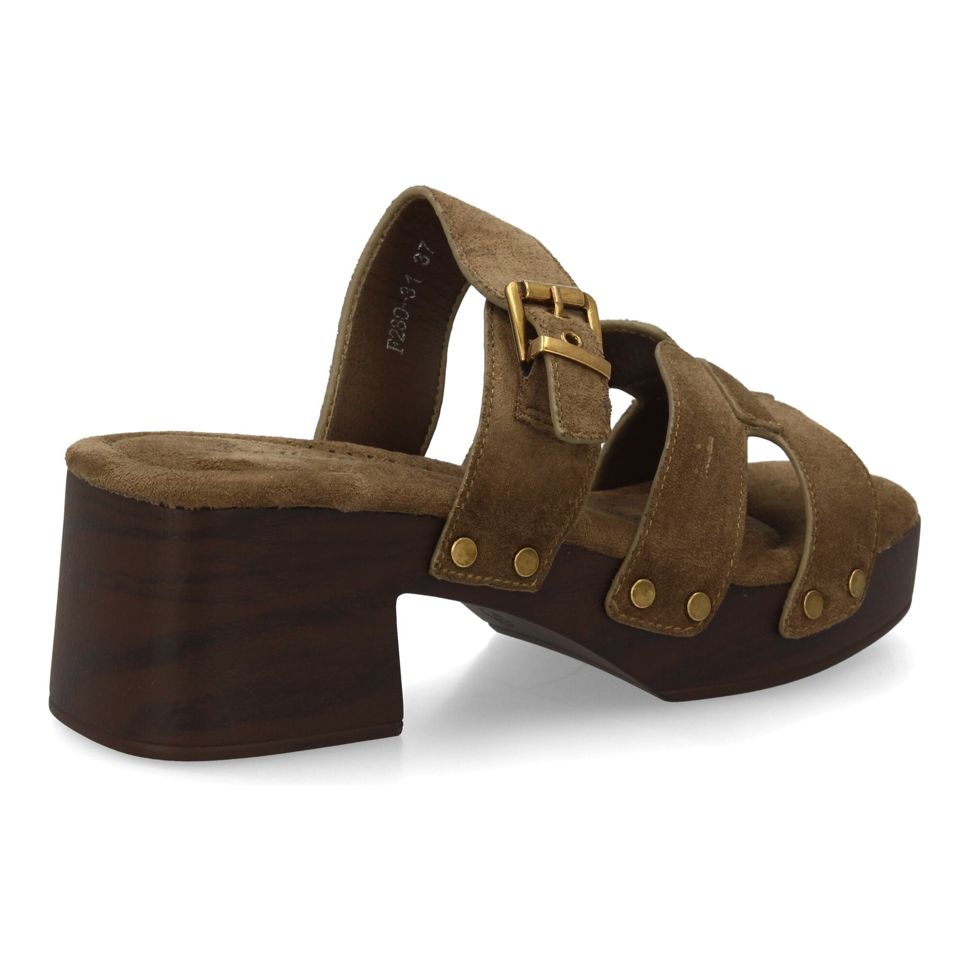 Sandalia pala mujer tacón ancho con tachuelas