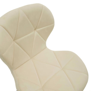 Chaises Daisy en velours et pieds noirs - Crème