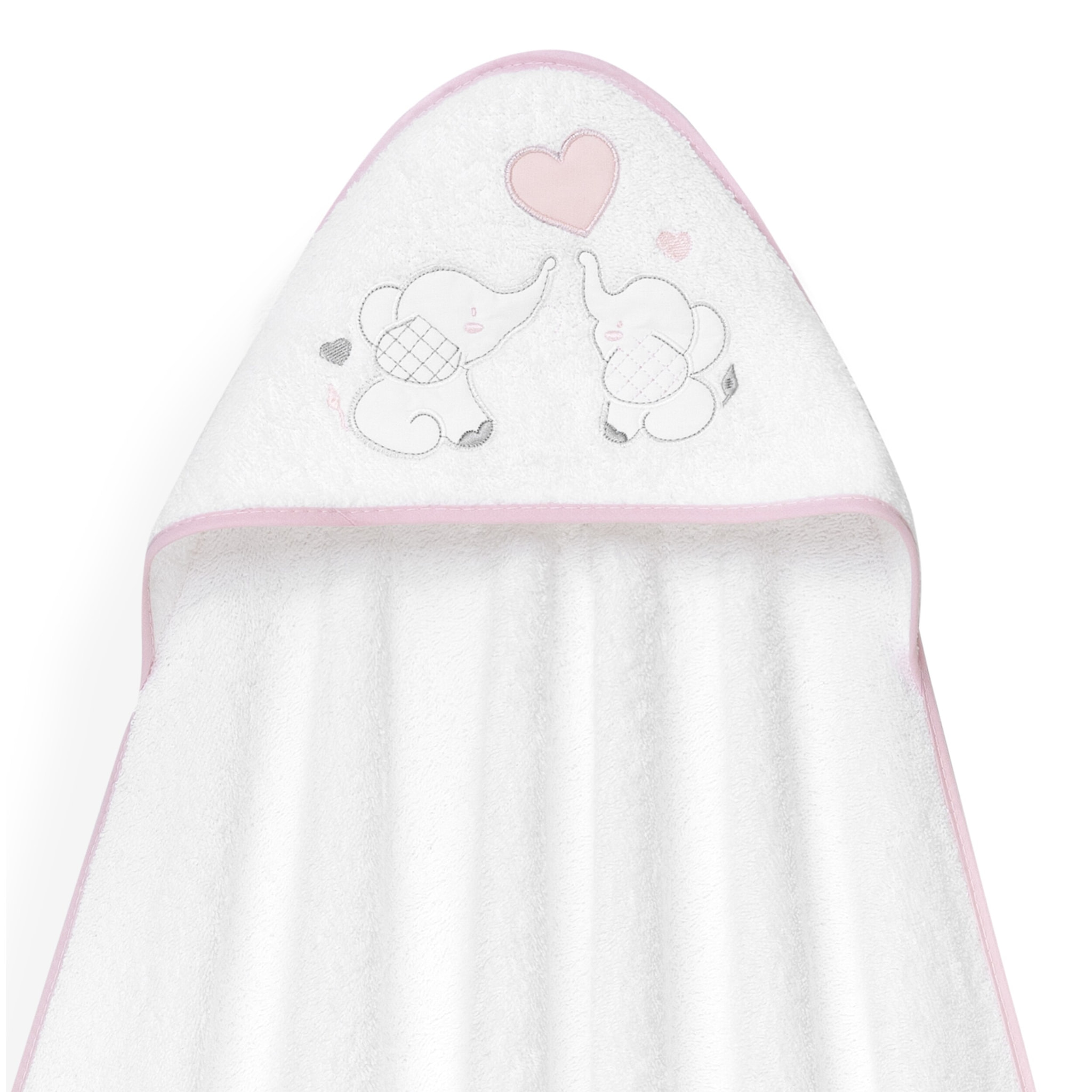 Capa Baño 1X1 Mod Parejita Elefante+Gorro Bco/Rosa