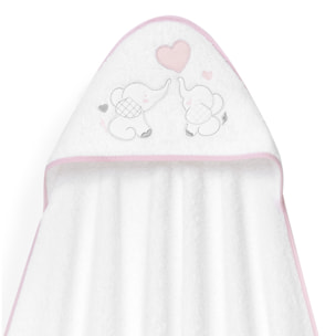Capa Baño 1X1 Mod Parejita Elefante+Gorro Bco/Rosa