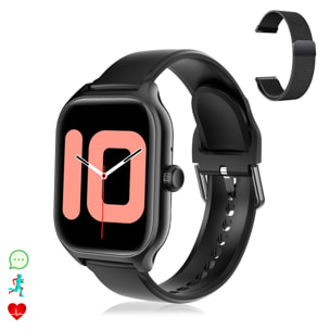 DAM Smartwatch GT4 Pro con llamadas BT, notificaciones push. Monitor deportivo y de salud. Corona multifunción. 4,2x1,2x5,2 Cm. Color: Negro