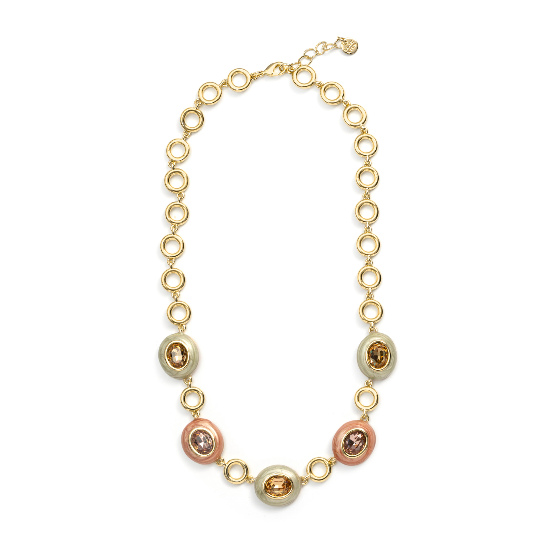 Collar de Cristal Marron acabado en oro amarillo de 18k