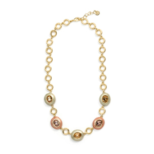 Collar de Cristal Marron acabado en oro amarillo de 18k