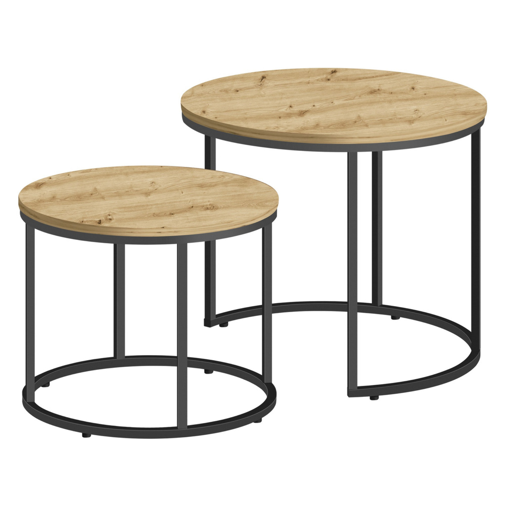 Set di 2 tavolini da caffè industrial Artisan e nero