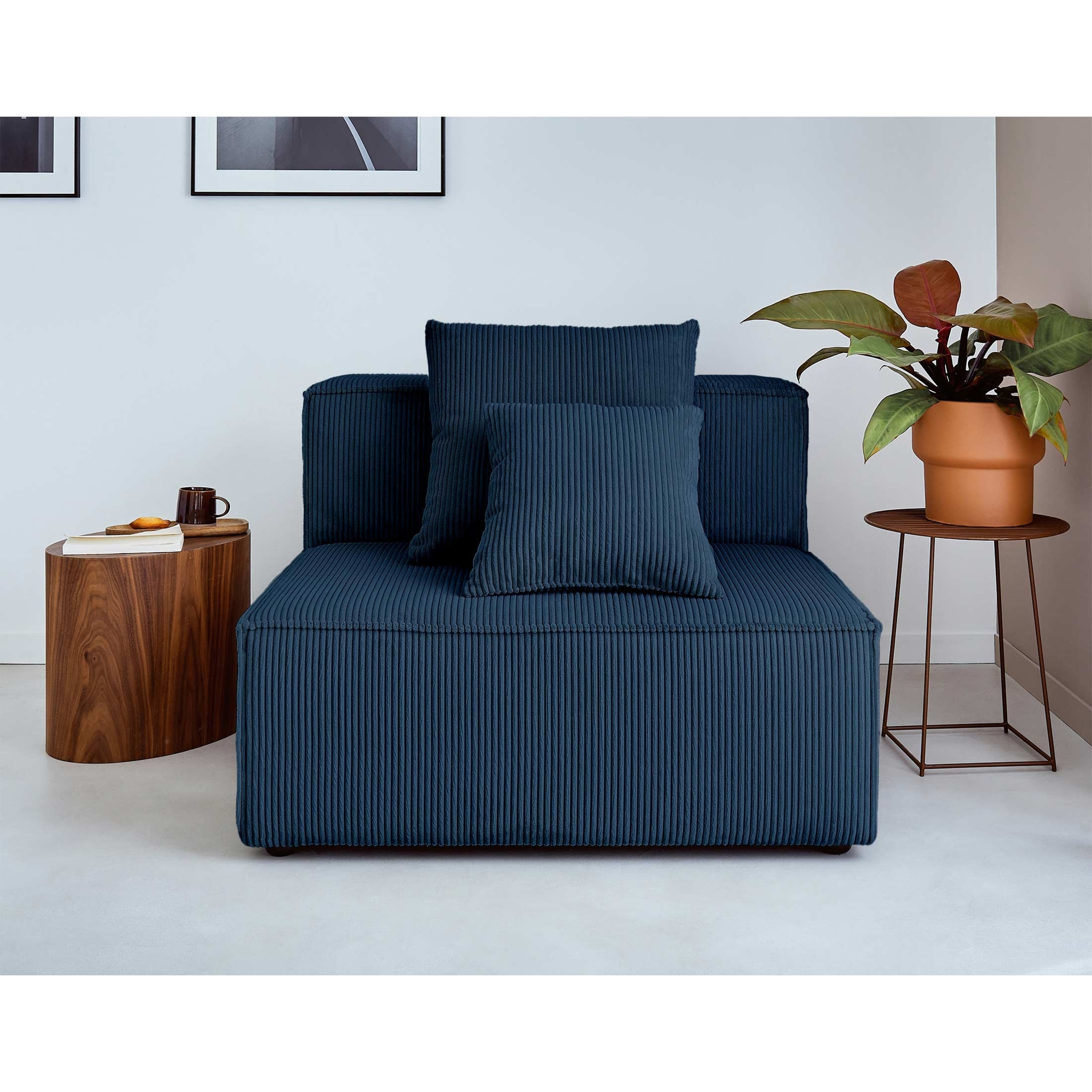 Colombine - module d'assise - en velours côtelé - Bleu nuit