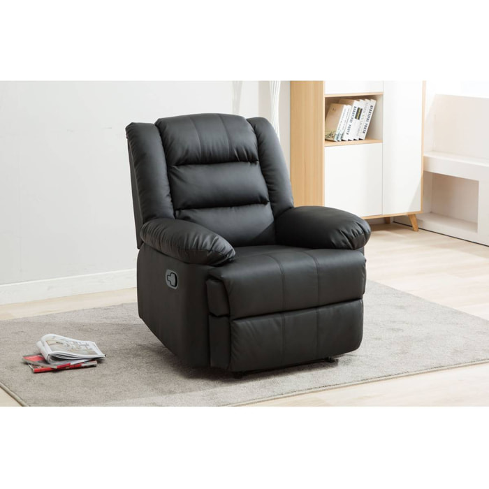 Fauteuil relax "Buckingham" - 85 x 93 x 100 cm - Noir