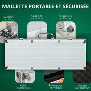 Mallette pro de poker verrouillable coffret pro poker 500 jetons 2 jeux cartes 5 dés 3 boutons 2 clés tapis alu