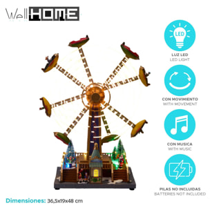 Atracción de feria navideña con led, música y movimiento 36,5x19x47,6cm