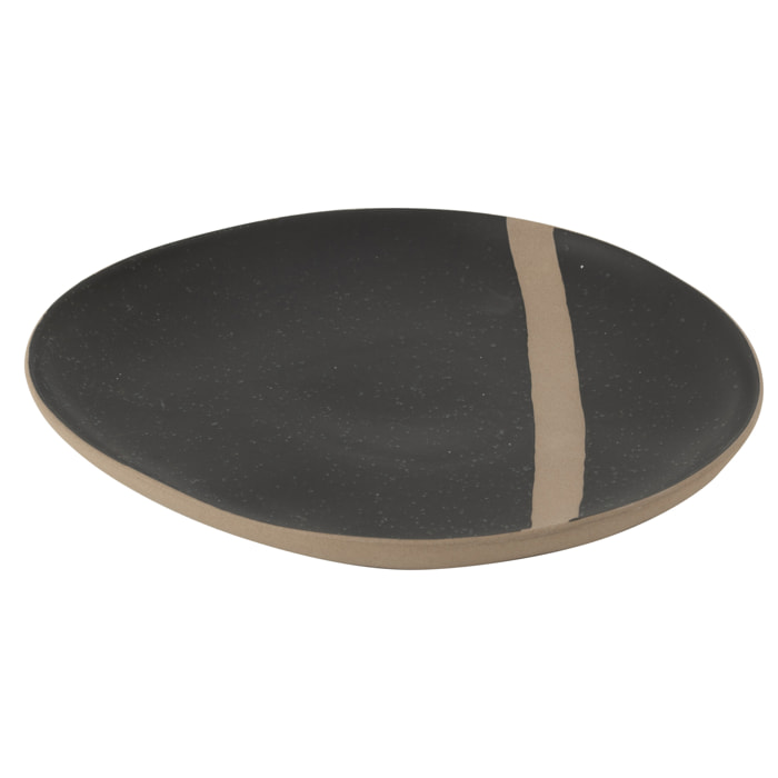 J-Line assiette - céramique - noir/taupe - large