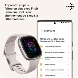 Montre santé FITBIT Sense 2 Aluminium Platine et Blanc